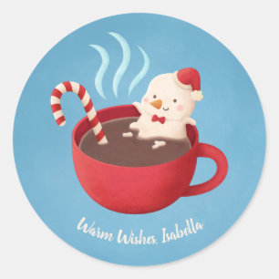 Snowman in het Rode Warm Warm-Kerst sticker