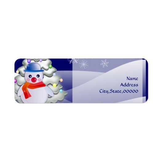 Snowman in kerstmis Return Address Label (Voorkant)