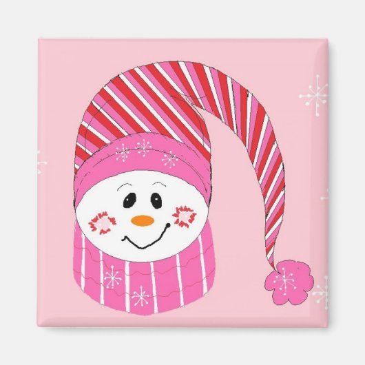 Snowman in roze magneet (Voorkant)