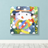 Snowman in sneeuw 2011 canvas afdruk (Insitu (Houten vloer))
