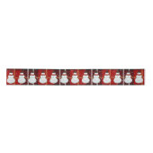 Snowman in Snowflakes Tartan Pset Satin Ribbon Lint (Voorkant)