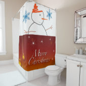 Snowman Joyeux rideau de douche de Noël (En situation)