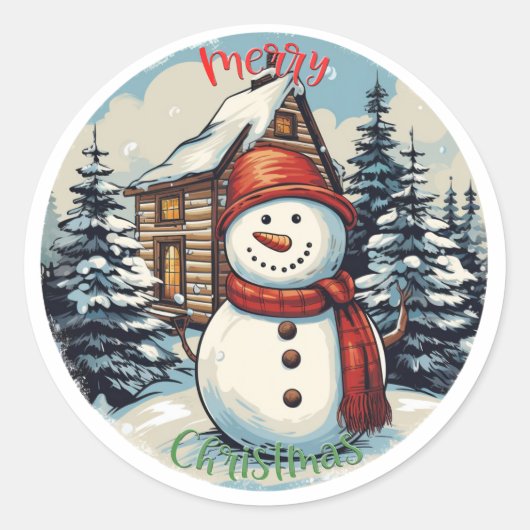 Snowman Joyeux Sticker de Noël (Devant)