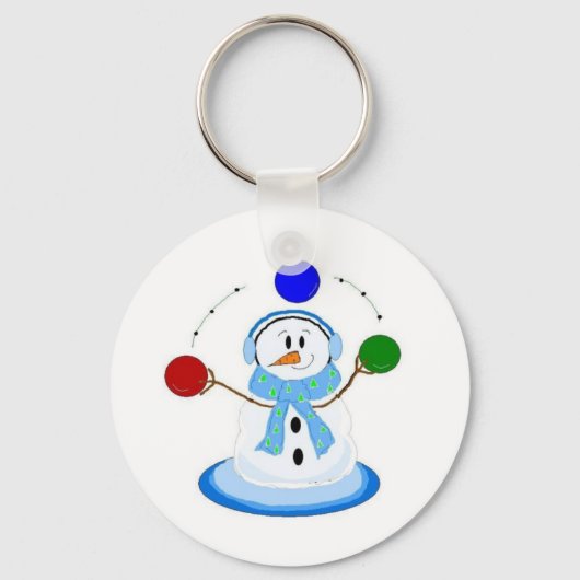 Snowman Juggling Balls Sleutelhanger (Voorkant)