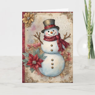 Snowman Junk Journal Pagina Kerst Kaart