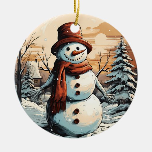 Snowman Keramisch Ornament (Voorkant)
