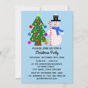 Snowman & kerstboom #3-2 Uitnodiging Kaart
