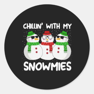 Snowman Kerstchillin met mijn Snowmies Ugly Gi Ronde Sticker