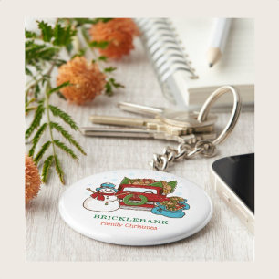 Snowman-kerstfamilie op maat sleutelhanger