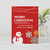 Snowman kerstfeest uitnodiging, kerstavond kaart (Staand voorkant)