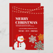 Snowman kerstfeest uitnodiging, kerstavond kaart (Voorkant / Achterkant)
