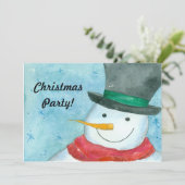 Snowman Kerstfeest Uitnodiging Waterverf Art (Staand voorkant)