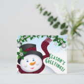 Snowman Kerstfeestdag gedicht Feestdagenkaart (Staand voorkant)