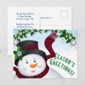 Snowman Kerstfeestdag gedicht Feestdagenkaart (Voorkant / Achterkant)