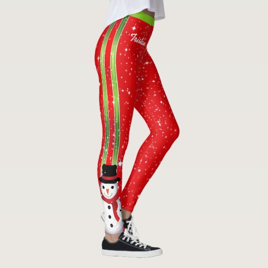 Snowman-kerstFeestdagen met Jouw naam Leggings (Rechts)