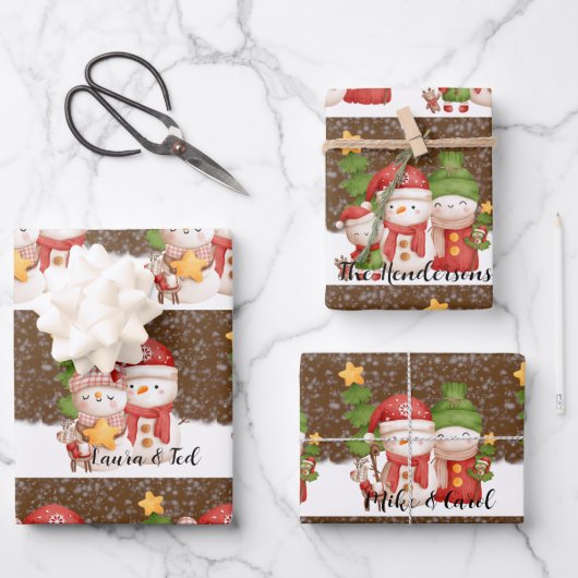 Snowman, kerstgepersonaliseerd pakpapier inpakpapier vel (Voorkant)