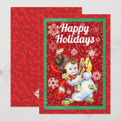  Snowman Kersthalve Kaart (Voorkant / Achterkant)