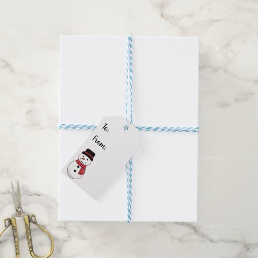 Snowman Kerstmis Cadeaulabel (Met Touw)