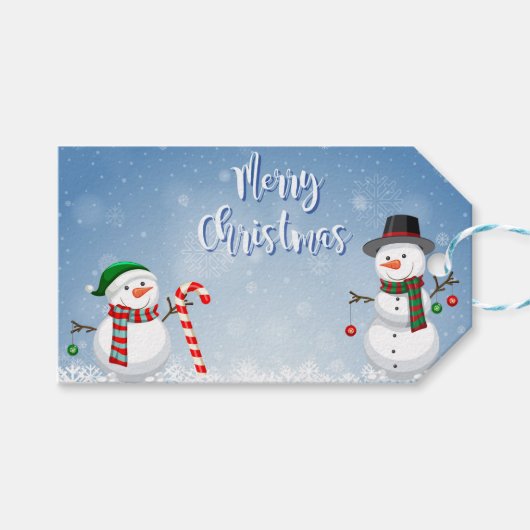 Snowman Kerstmis Cadeaulabel (Voorkant (Horizontaal))