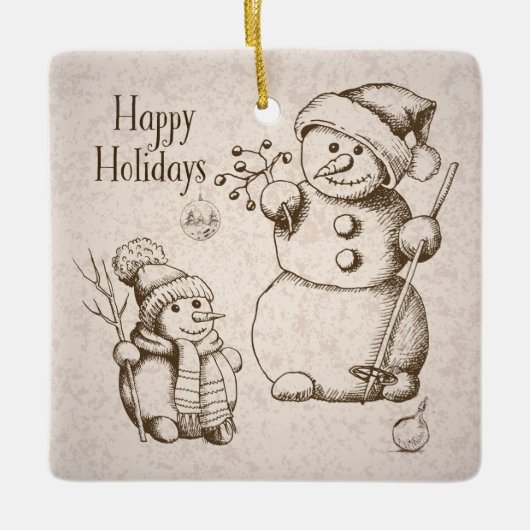 Snowman Kerstmis en feestdag Keramisch Ornament (Voorkant)