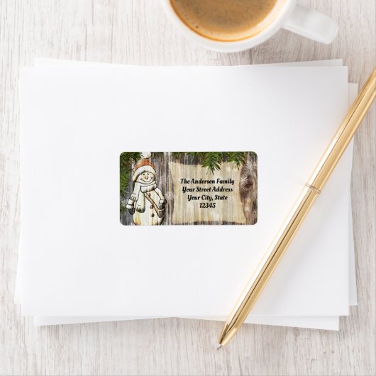 Snowman Kerstmis glimlachen Etiket (Insitu)