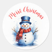 Snowman Kerstmis Ronde Sticker (Voorkant)