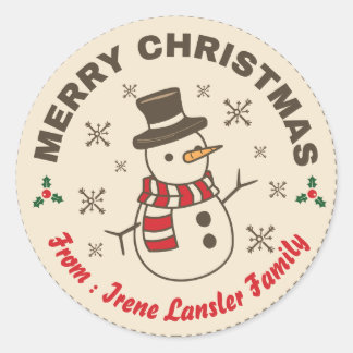  Snowman Kerstmis Ronde Sticker