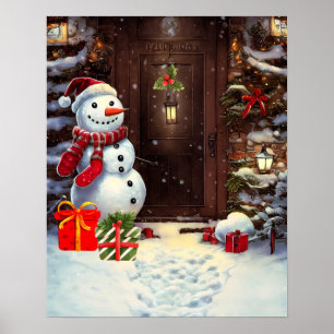 Snowman Kerstmis Scene Poster