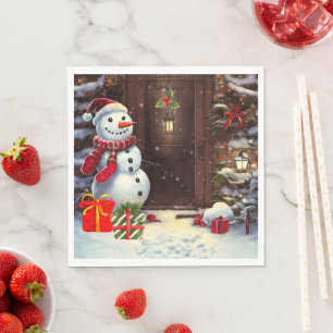 Snowman Kerstmis Scene Servet