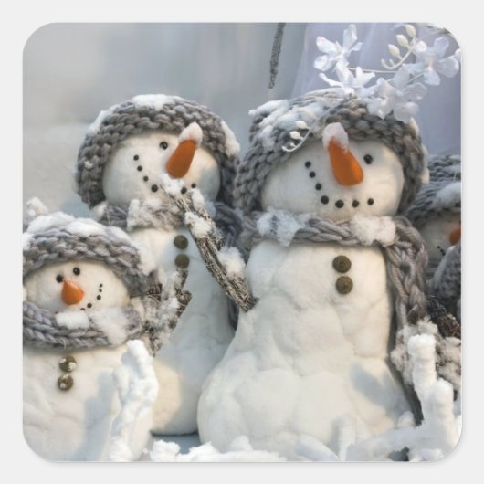 Snowman Kerstmis Vierkante Sticker (Voorkant)