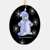 Snowman-kerstsnowflakes Keramisch Ornament (Rechts)