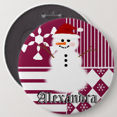 Snowman-kerststaart-naam Buttonnen Ronde Button 6,0 Cm (Voorkant /achterkant)
