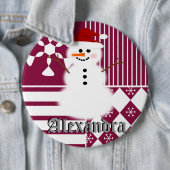 Snowman-kerststaart-naam Buttonnen Ronde Button 6,0 Cm (In situ)