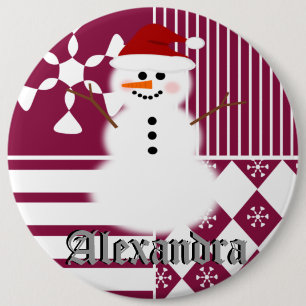 Snowman-kerststaart-naam Buttonnen Ronde Button 6,0 Cm