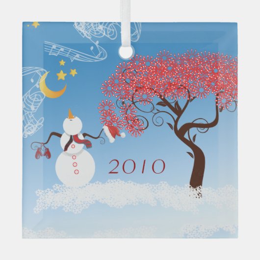 Snowman-kerstversiering Glas Ornament (Voorkant)