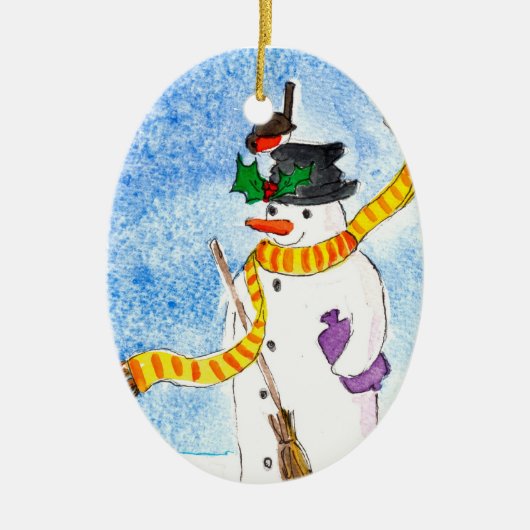 Snowman-kerstversiering Keramisch Ornament (Voorkant)