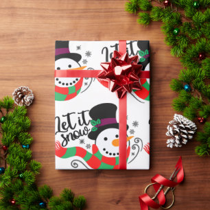 Snowman laat het kerstinpakpapier sneeuwen cadeaupapier
