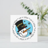 Snowman laat het sneeuwen feestdagenkaart (Staand voorkant)