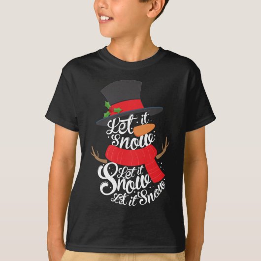 Snowman laat het winterfeest van de sneeuwsneeuw t-shirt (Voorkant)