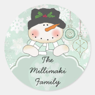 Snowman laissez-le neiger Sticker Rond Personnalis