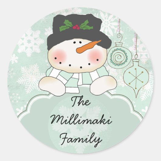 Snowman laissez-le neiger Sticker Rond Personnalis (Devant)