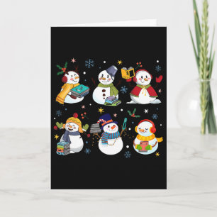 Snowman leest boeken leraar Kerst Bibliothecaris Kaart