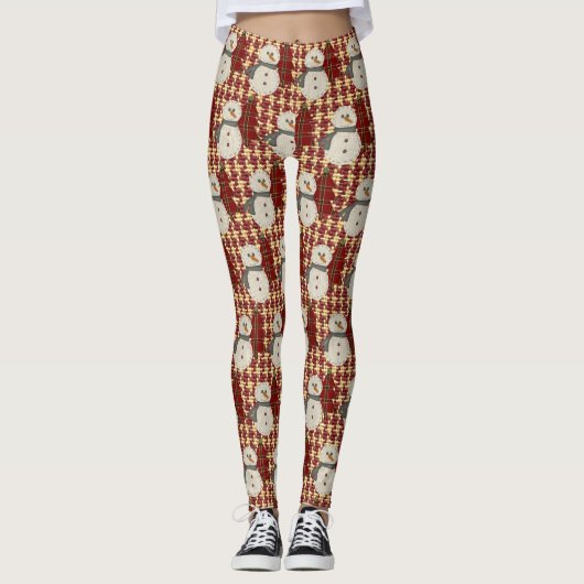 Snowman-Leggings met kerstmis bekijken Leggings (Voorkant)
