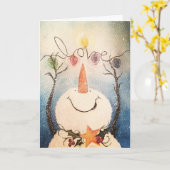 Snowman Love - Carte pliée (Fleur jaune)