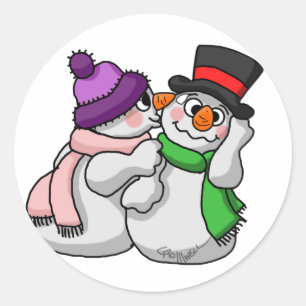 Snowman Love Ronde Sticker