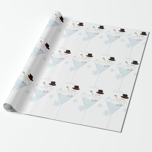 Snowman Martini Cadeaupapier (Uitgerold)