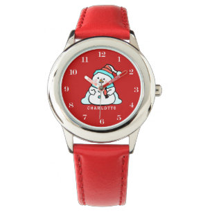 Snowman Meisjes noemen rode Kinderen Horloge