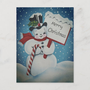 Snowman Merry-Briefkaart uit 1950 Briefkaart