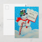 Snowman Merry-Briefkaart uit 1950 Briefkaart (Voorkant / Achterkant)