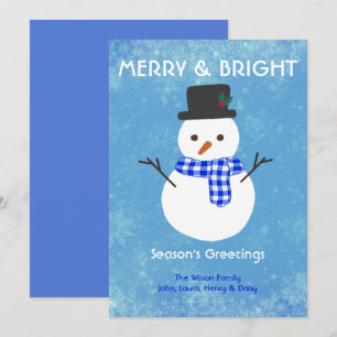 Snowman Merry & Bright Seasons Greetings Custom Ho Feestdagenkaart